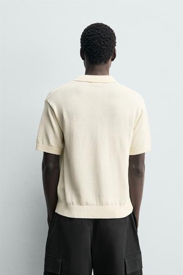 TEXTURED KNIT RELAXED FIT POLO SHIRT - Ecru by Zara - Image 2