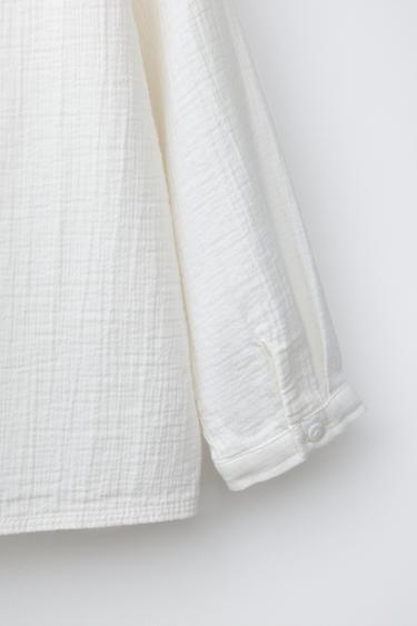 TEXTURED STAND COLLAR SHIRT - Oyster-white by Zara - Image 3