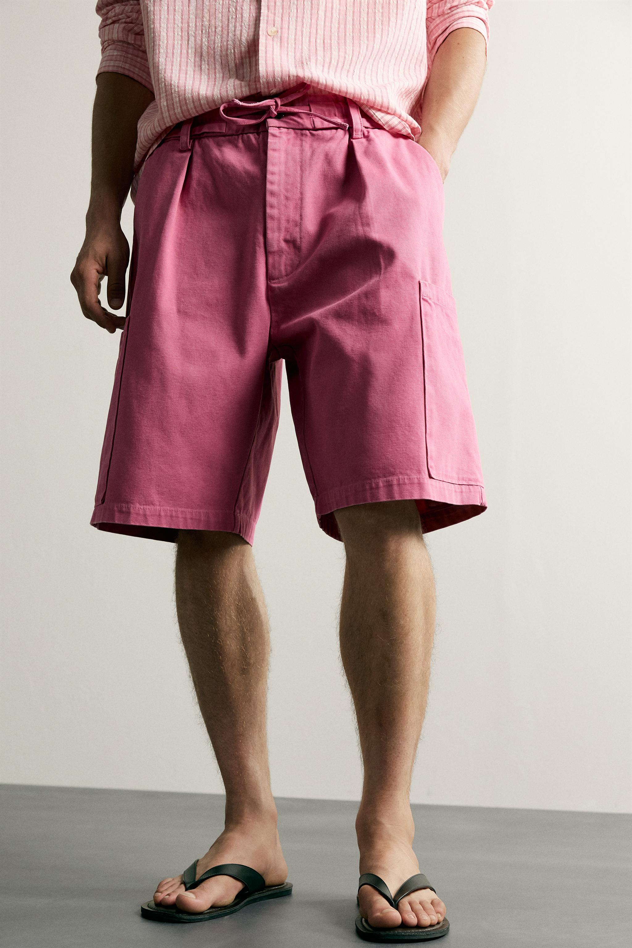 Мужские шорты Zara RELAXED FIT WASHED CARGO SHORTS — фото 5