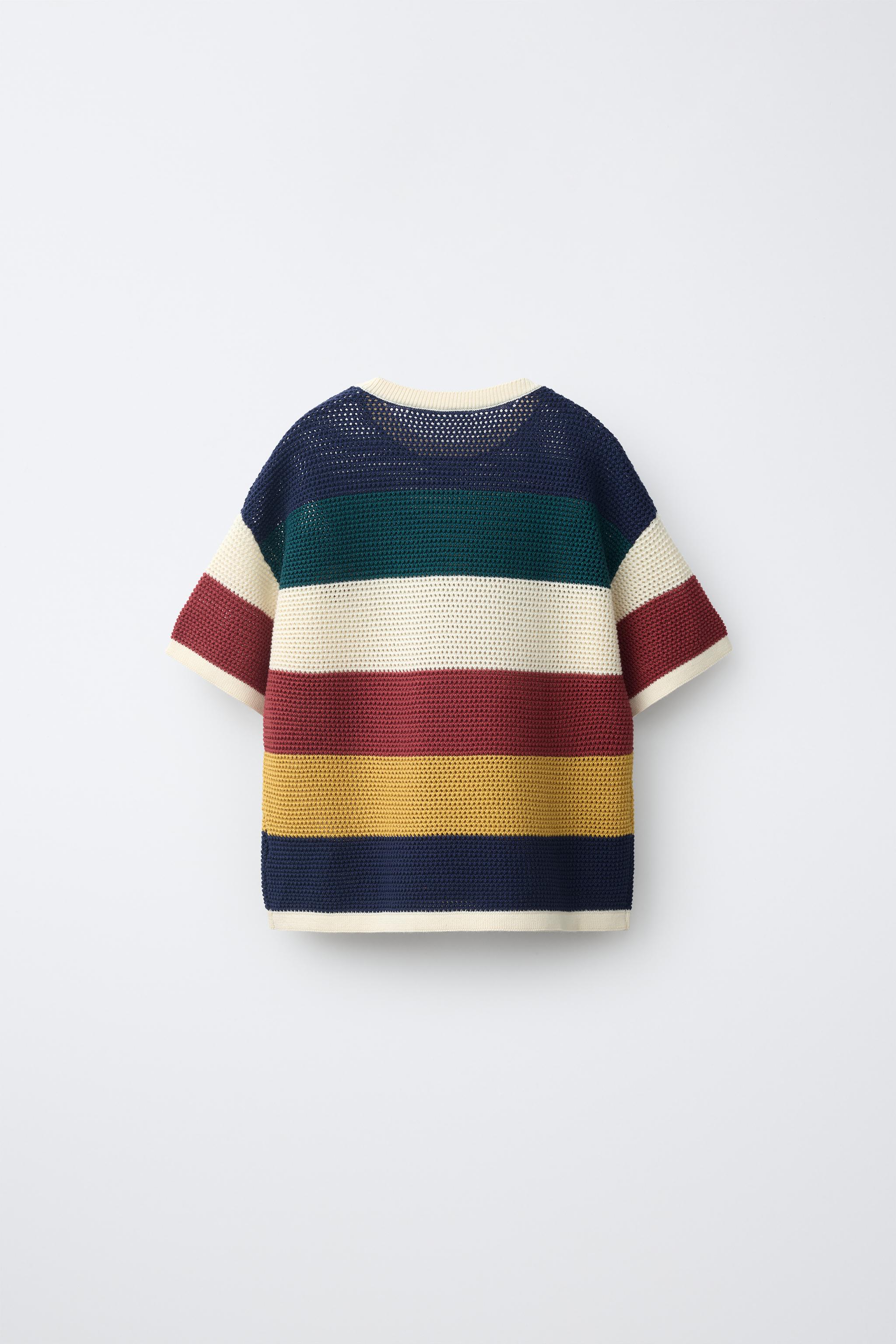 STRIPED KNIT T-SHIRT — Striped