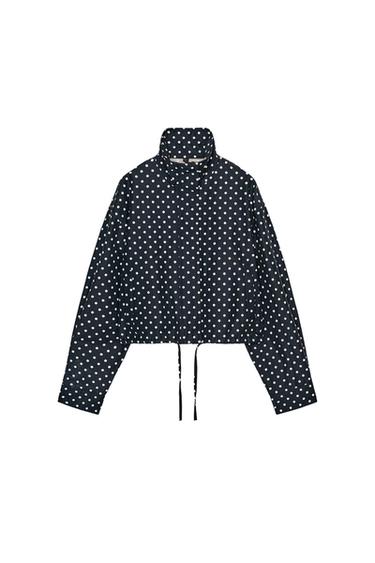 Zara PUFFED POLKA DOT JACKET - Blue / White