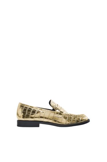 MOCK CROC METALLIC LOAFERS
