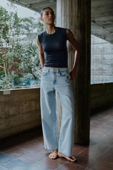 Zara SIDE RUCHED TOP - Charcoal gray - Image 0