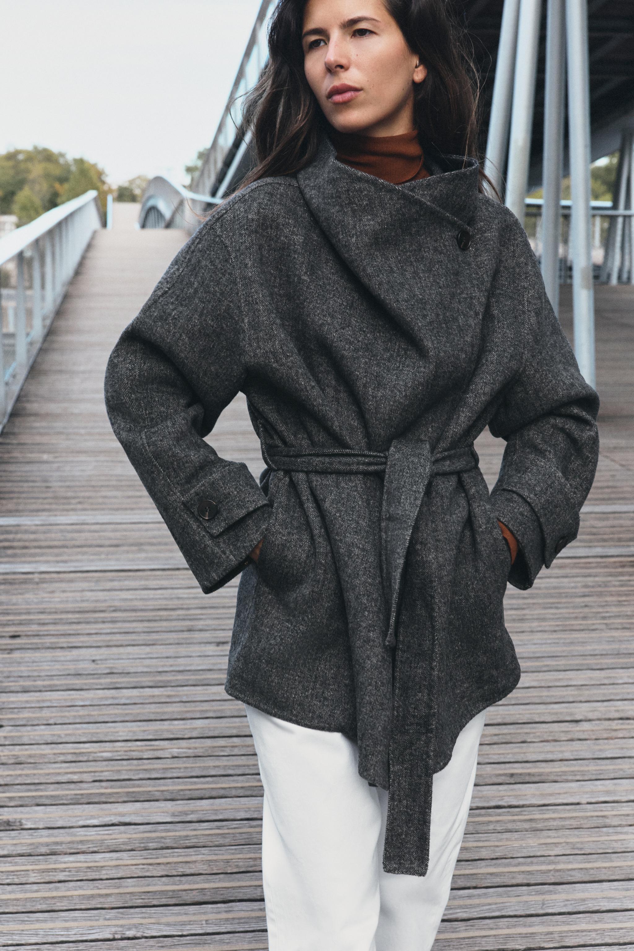 WOOL-BLEND BELTED DOUBLE-BREASTED COAT