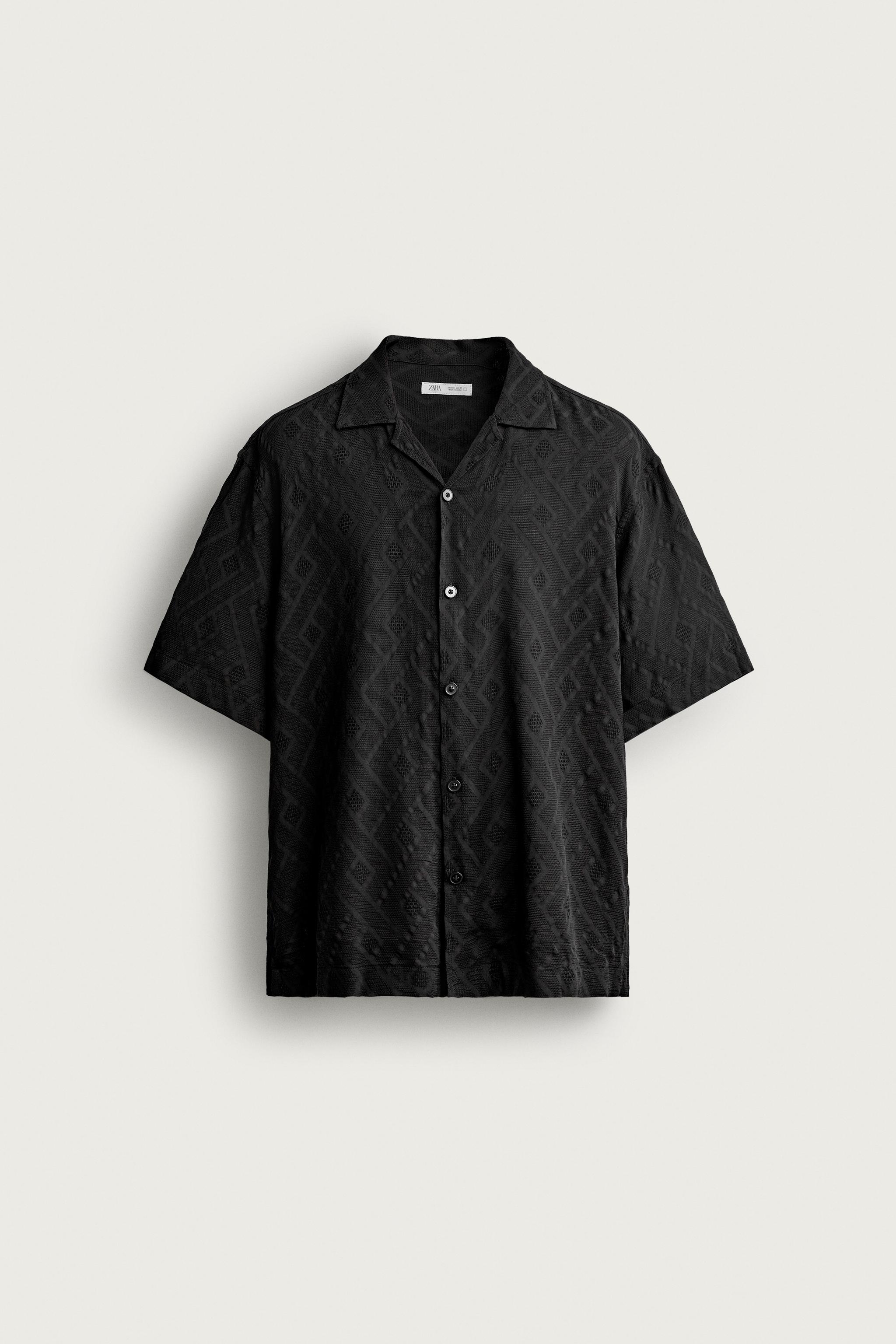 GEOMETRIC JACQUARD SHIRT — Black