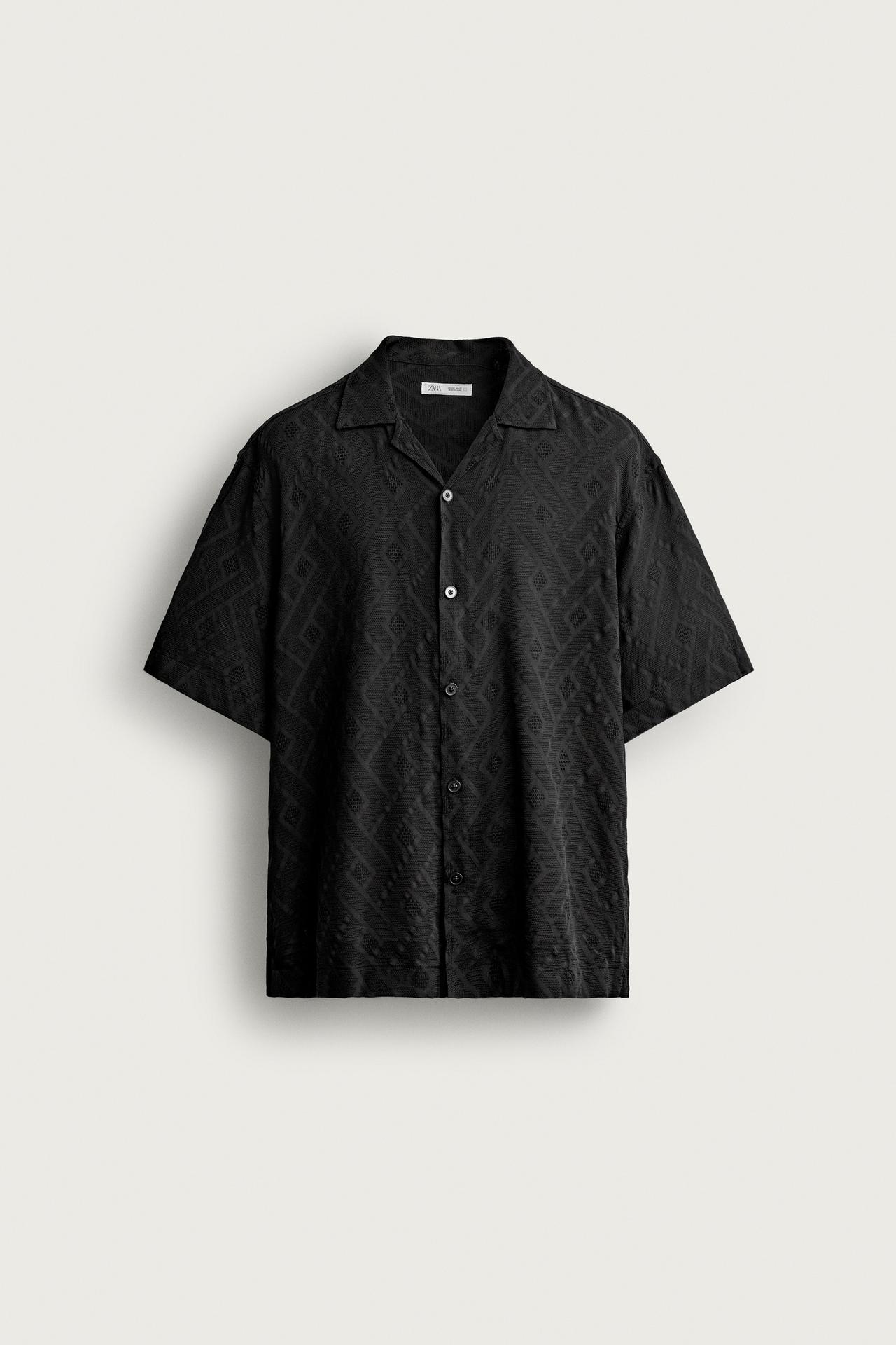 GEOMETRIC JACQUARD SHIRT — Black