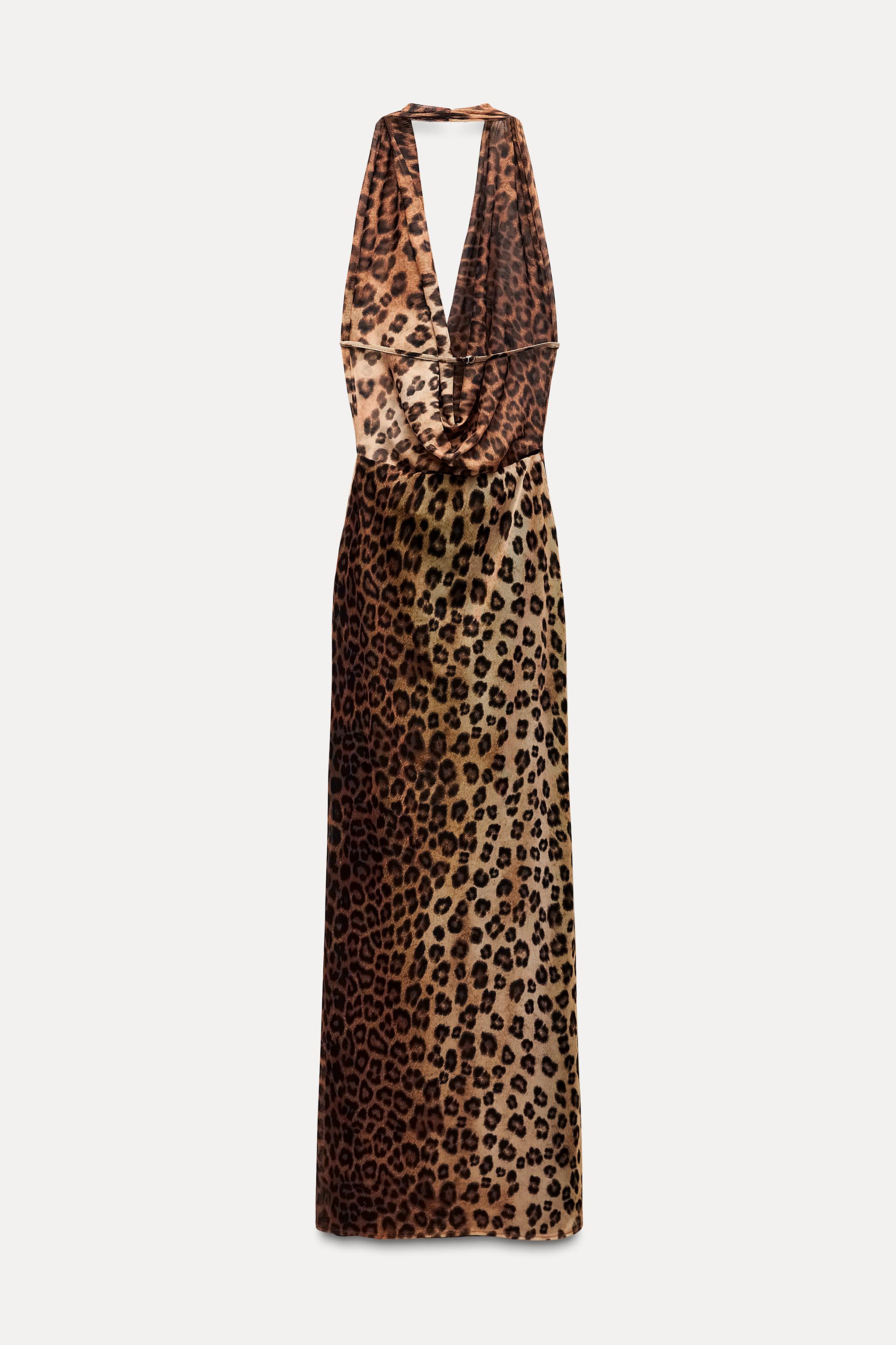 ANIMAL PRINT TULLE HALTER DRESS - Leopard | ZARA United States