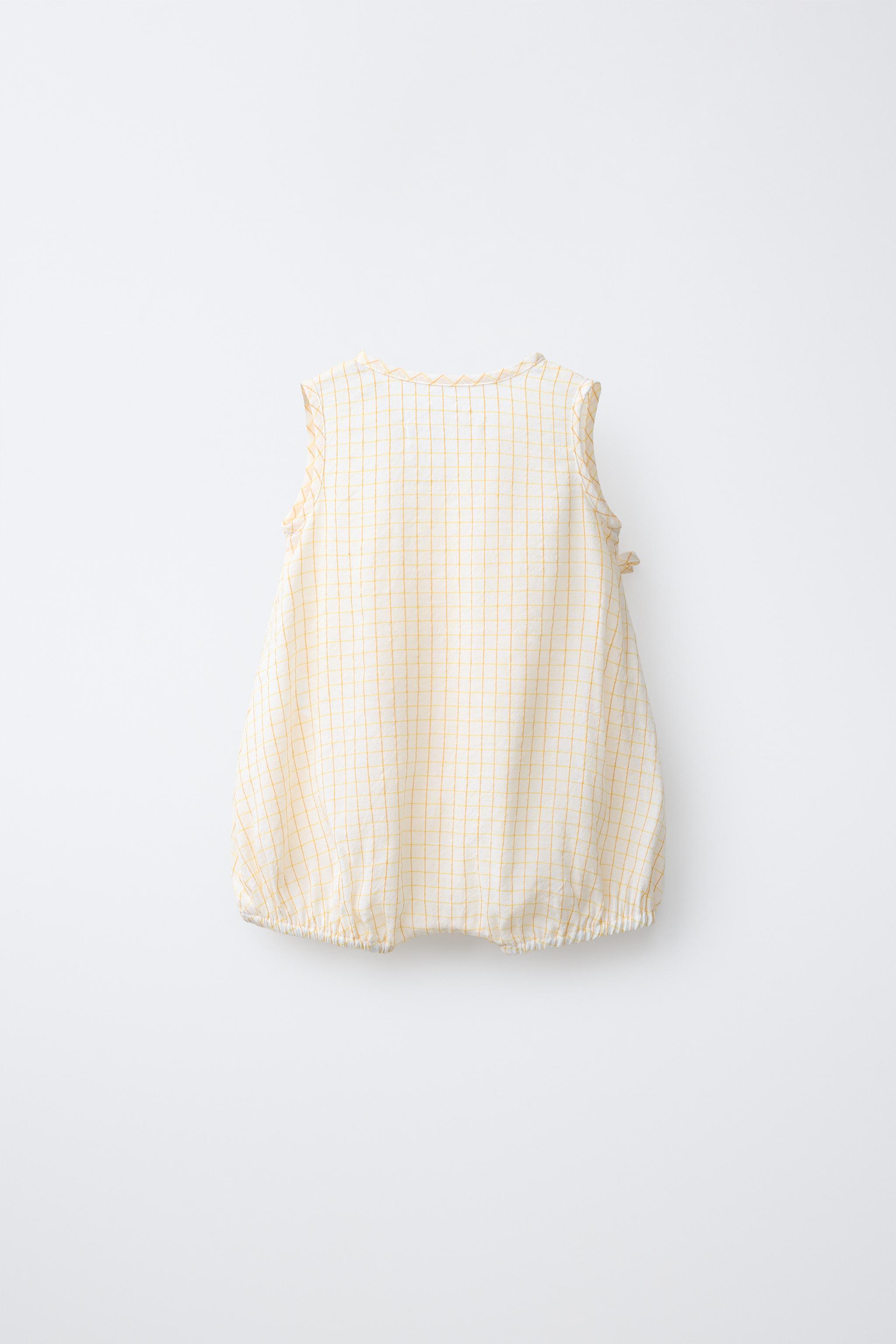 Детские комбинезоны Zara PLAID LINEN BLEND ROMPER — фото 3