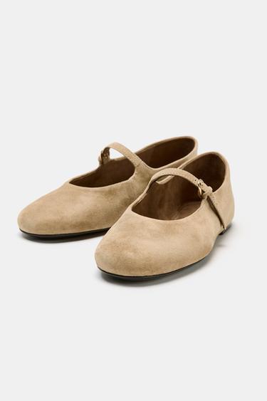 SUEDE BALLERINAS - Sand Brown by Zara - Image 3