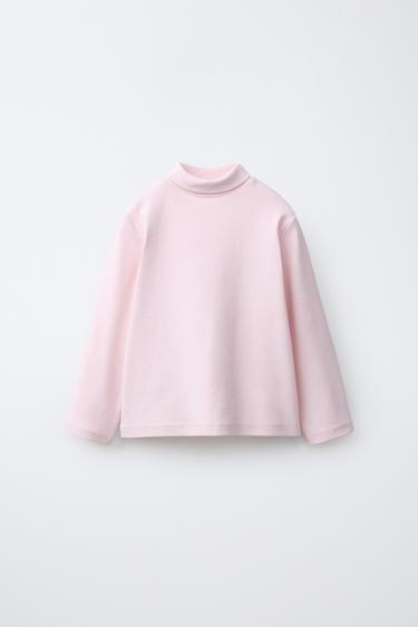 CAMISETA CUELLO VUELTO - Rosa claro de Zara