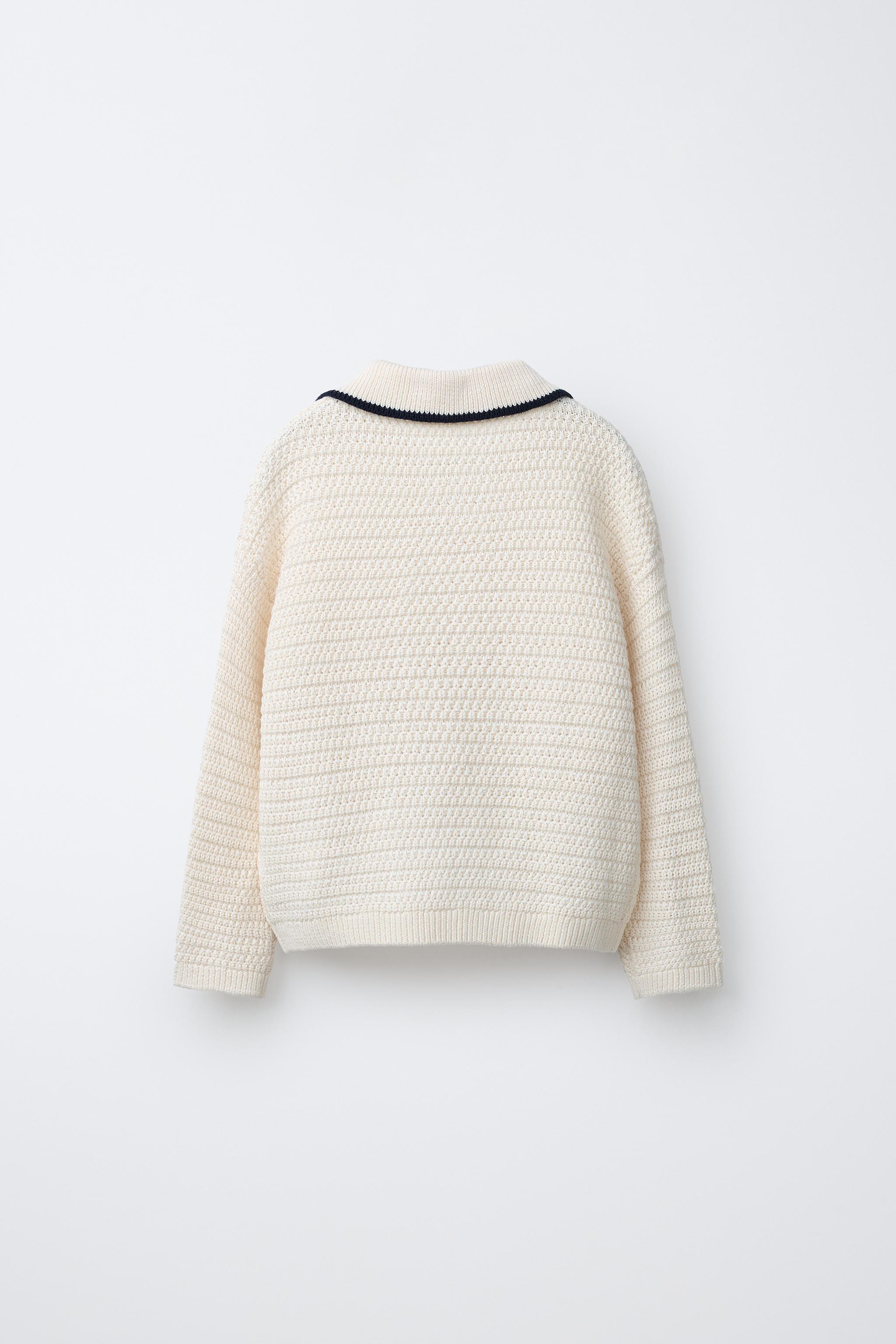 TEXTURED POLO JUMPER — Ecru (alternate view)
