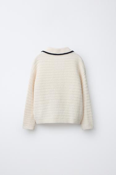 TEXTURED POLO JUMPER - Ecru by Zara