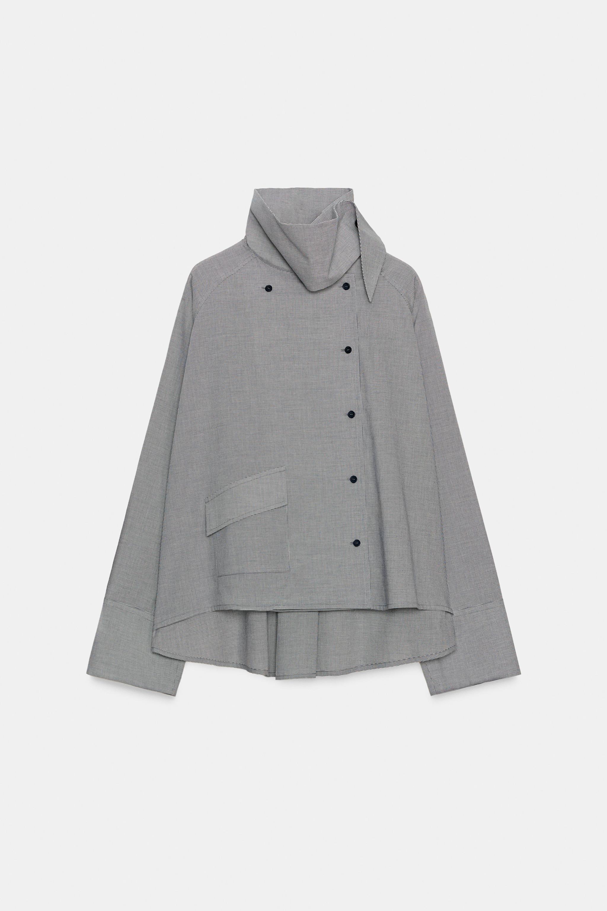 OVERSIZED PLAID SHIRT WITH POCKET ZW COLLECTION - Navy blue | ZARA