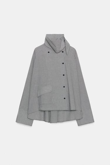 OVERSIZE ΠΟΥΚΑΜΙΣΟ ΚΑΡΟ ΤΣΕΠΗ ZW COLLECTION - Μπλε του Zara