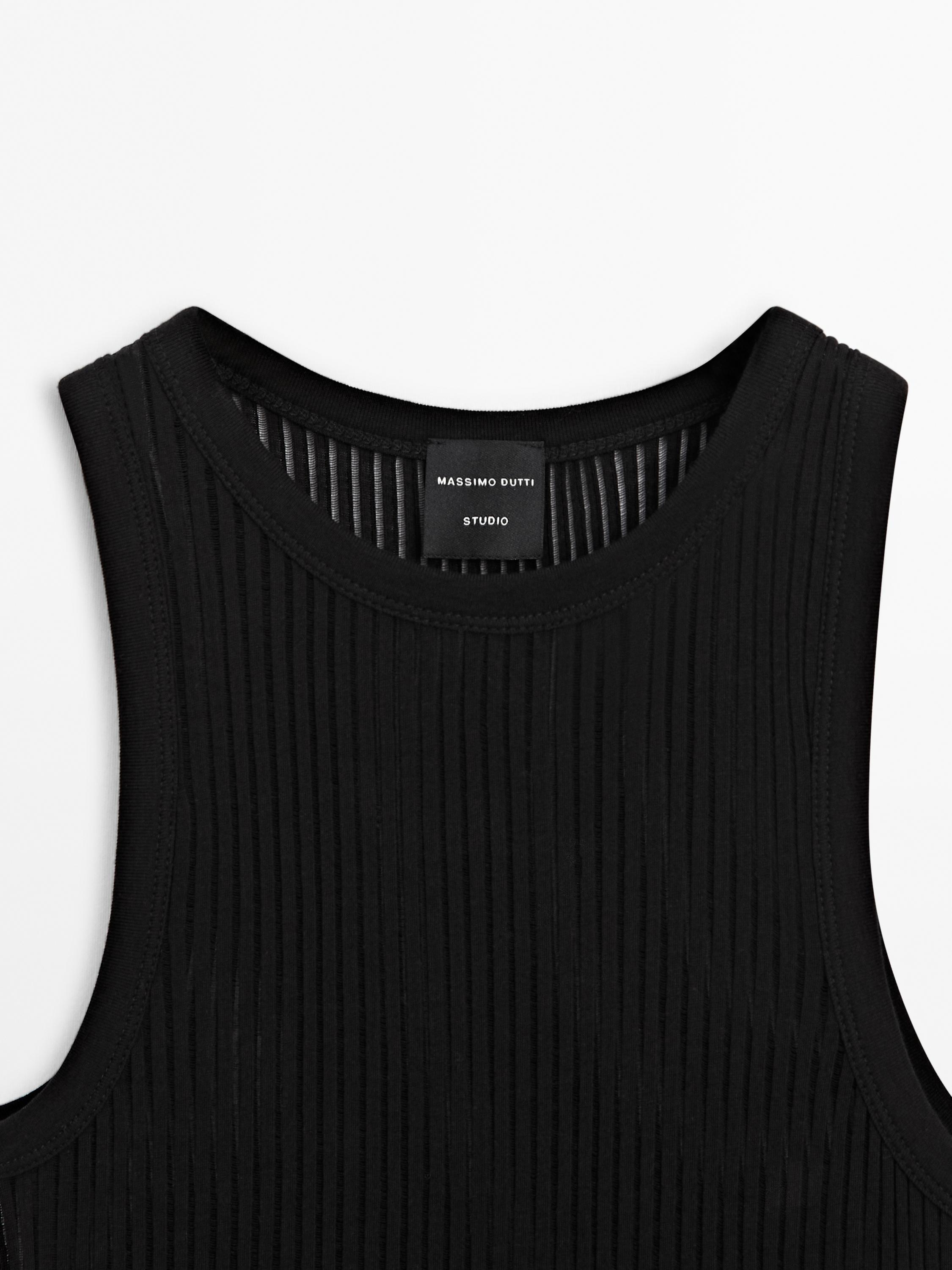 Sleeveless ribbed knit top - Studio