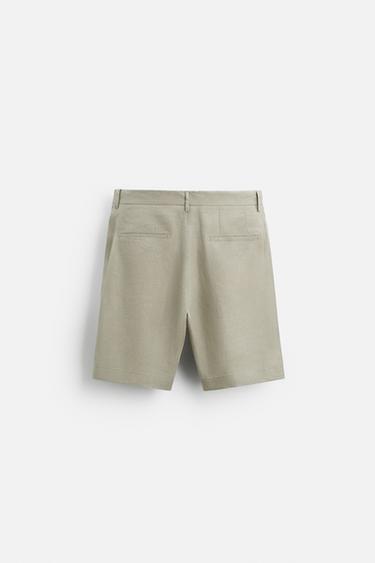BERMUDASHORTS AUS REINEM LEINEN - Dunkelbeige von Zara