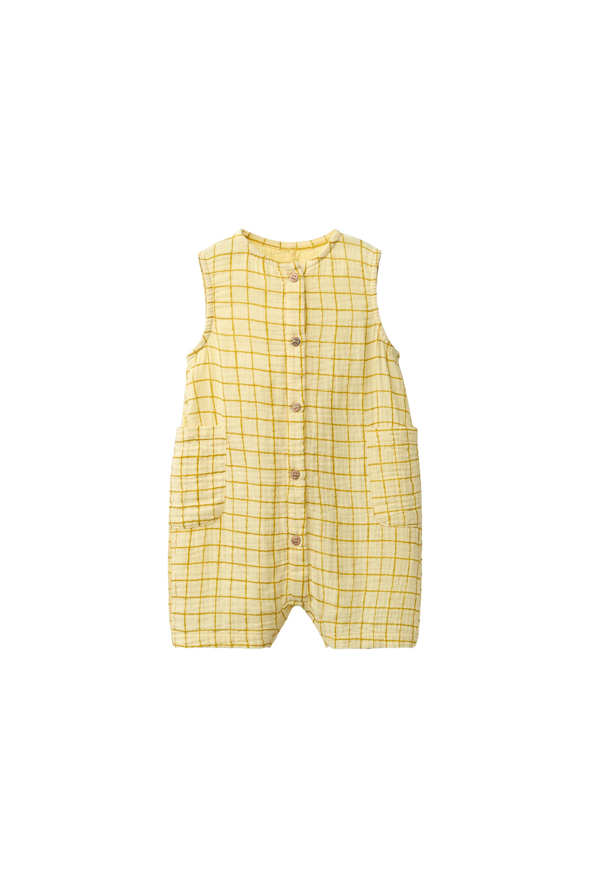 チェック柄ショートジャンプスーツ - イエロー | ZARA Japan / 日本