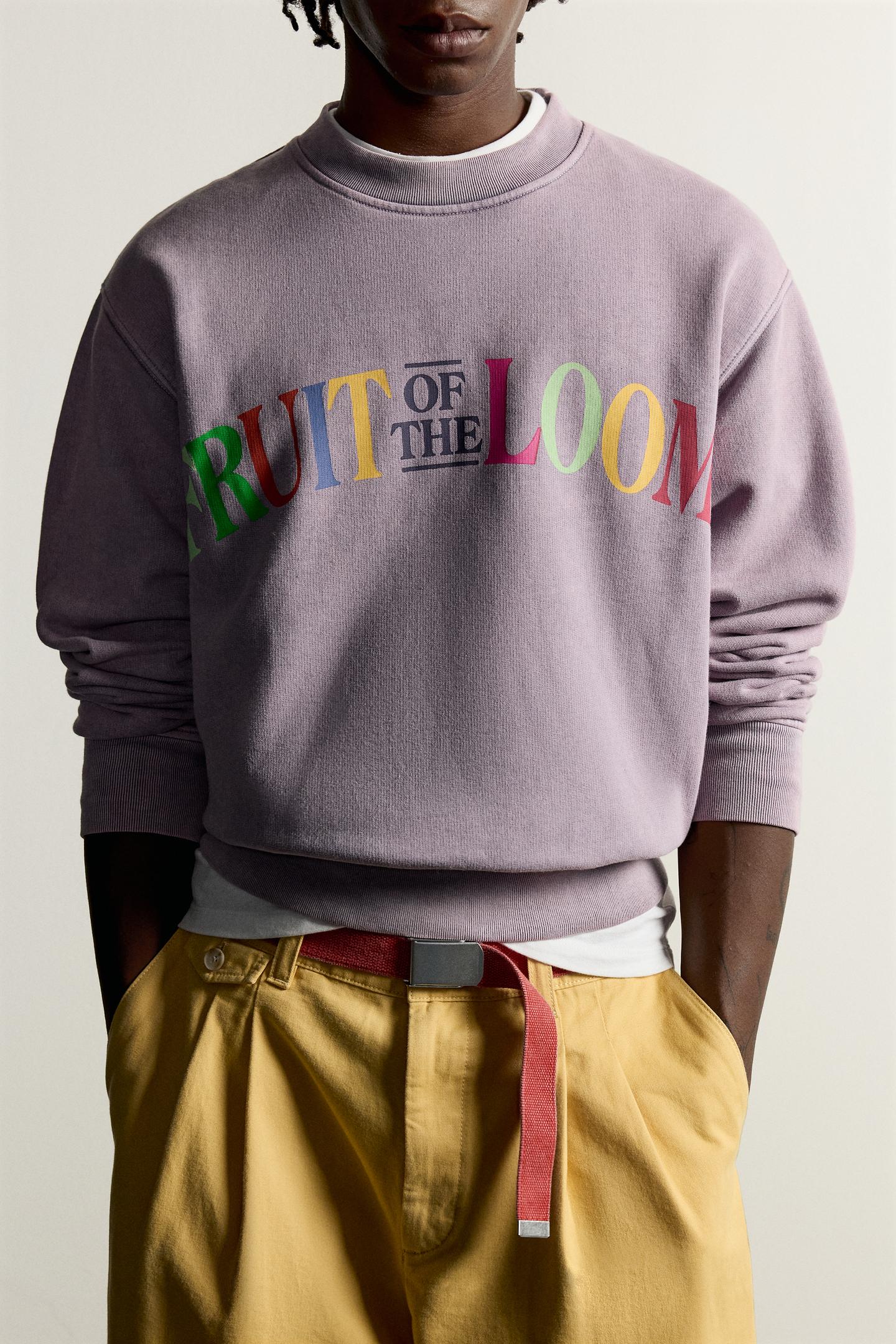 Мужская толстовка Zara Fruit OF the Loom™ Washed Text, цвет: Сиреневый — фото 5