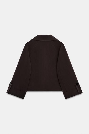 SHORT TRENCH COAT WITH ROLLED-UP SLEEVES - Brown by Zara - Image 6