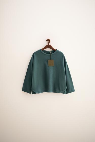 Zaras ZARA TIMELESS – ENFÄRGAD T-SHIRT MED KANTBAND - Grön/blå