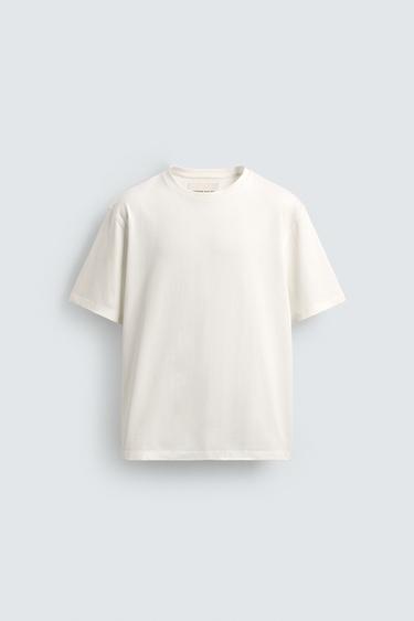 CAMISETA MEDIUM WEIGHT MANGA CORTA - Blanco roto de Zara