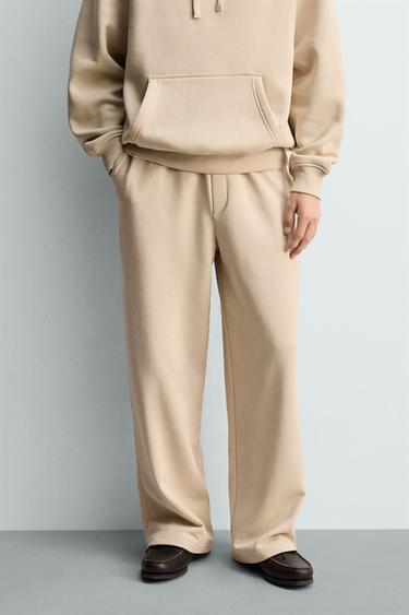 Zara BASIC RELAXED FIT JOGGING PANTS - Beige