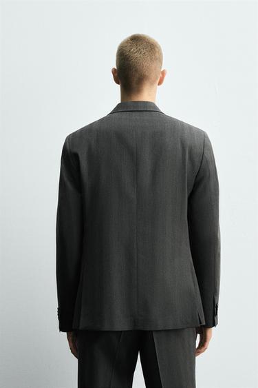 BLAZER COSTUME À CHEVRONS - Gris anthracite de Zara - Image 2