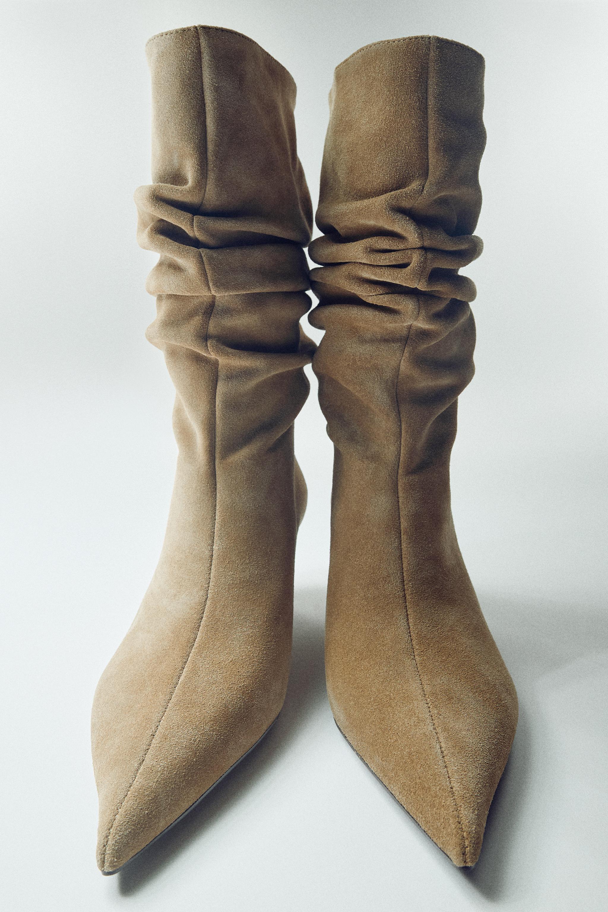 SPLIT SUEDE WEDGE ANKLE BOOTS