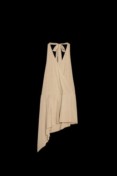 HALTER FLOWING SHORT DRESS - camel by Zara - Image 0