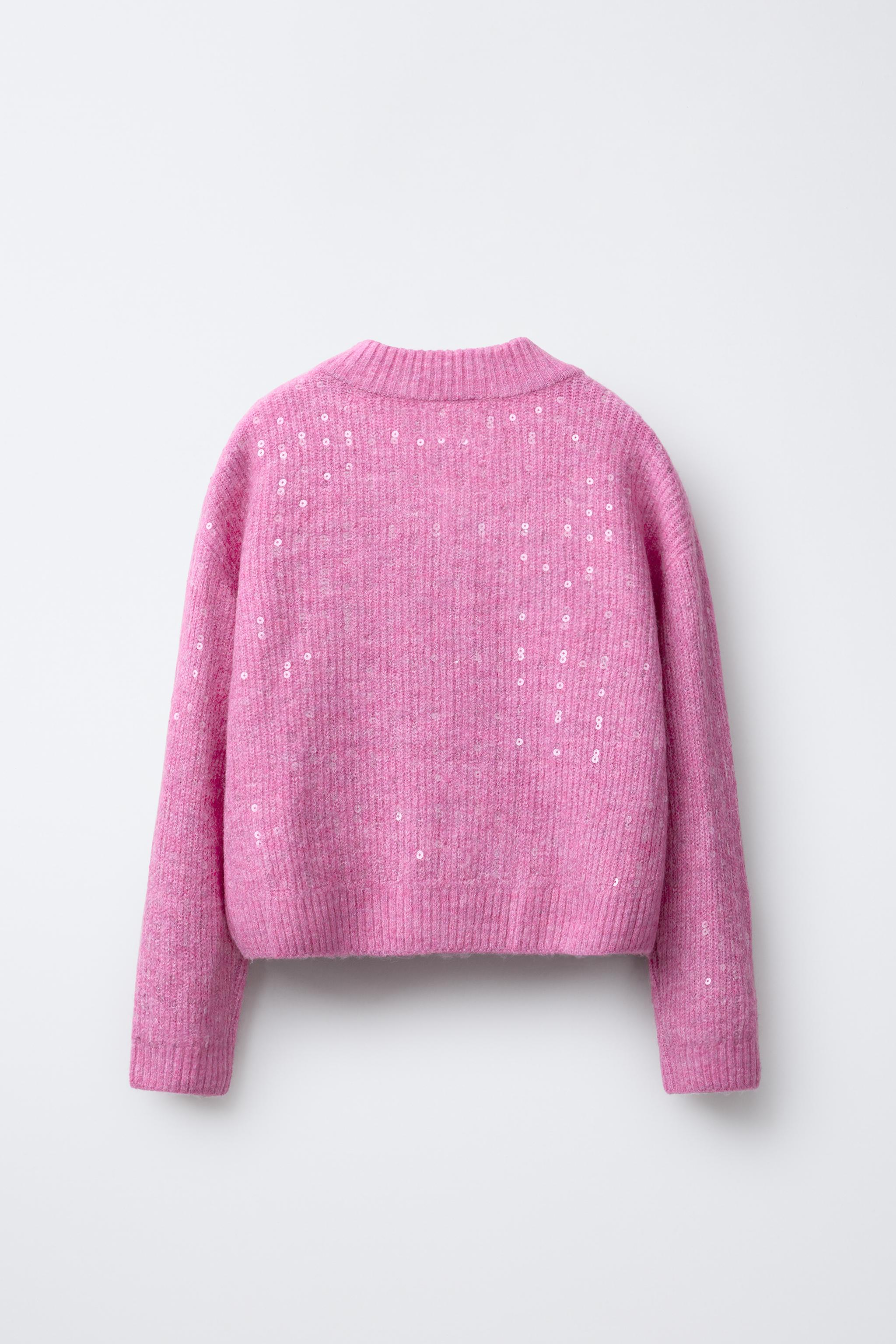 SEQUIN KNIT SWEATER Fuchsia ZARA India - Main Image
