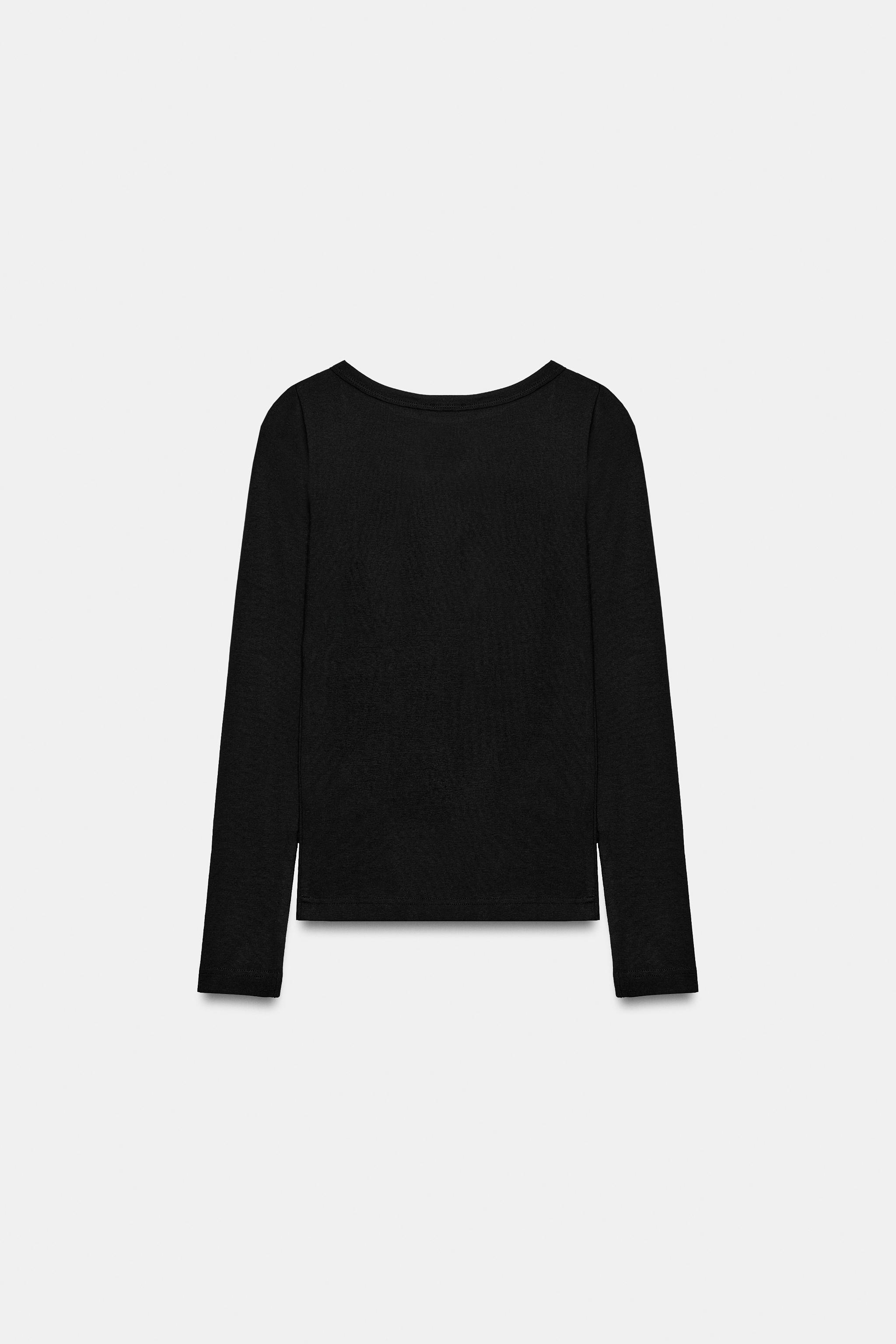 Женские футболки Zara BOAT NECK T-SHIRT — фото 6