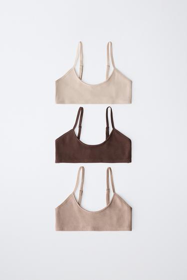 Zara 8-14 YEARS/ THREE-PACK RIBBED TOPS - taupe brown