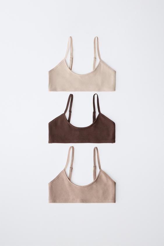 Бельё Three-Pack для детей, в рубчик — Zara, цвет: Серо-коричневый коричневый