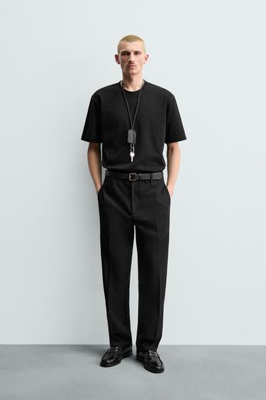 ФУТБОЛКА ИЗ ПЛОТНОГО ХЛОПКА — ЧЕРНЫЙ от Zara