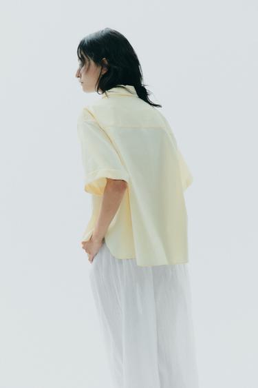 POPLIN SHIRT WITH POCKET - Yellow by Zara - Image 4