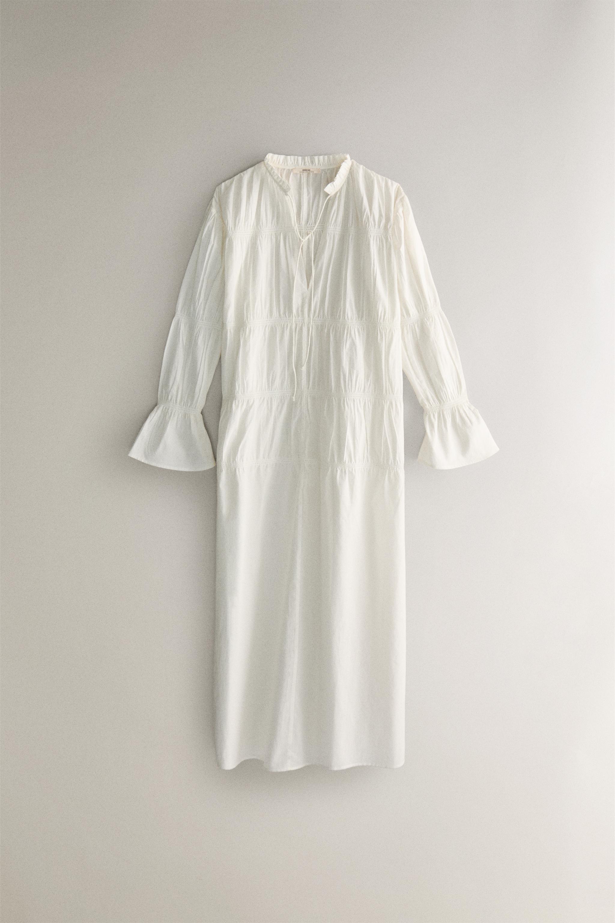 DRESS WITH GATHERED DETAIL - Oyster-white | ZARA United Kingdom