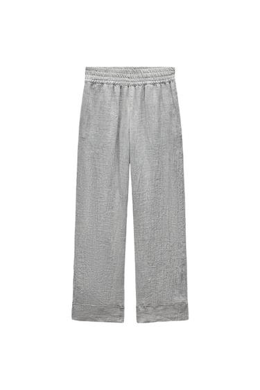 ZW COLLECTION 100% LINEN WIDE-LEG TROUSERS
