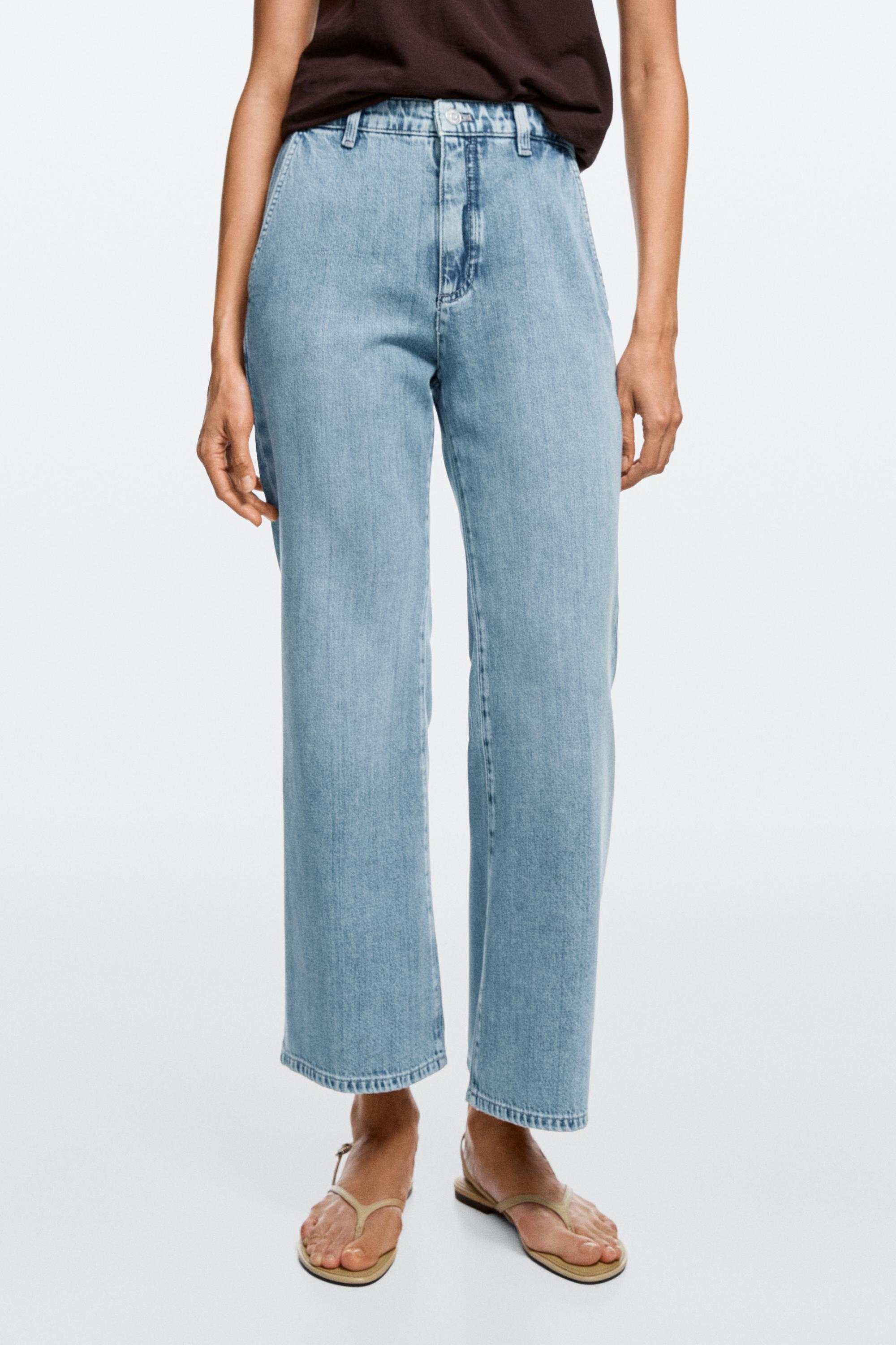 High-waist cropped flare jeans — Aquamarine