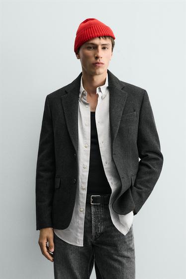 HERRINGBONE TEXTURED BLAZER - Green by Zara