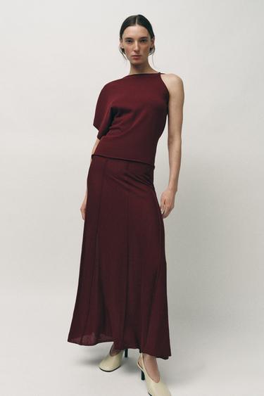 ASYMMETRIC KNIT TOP - Burgundy by Zara - Image 0