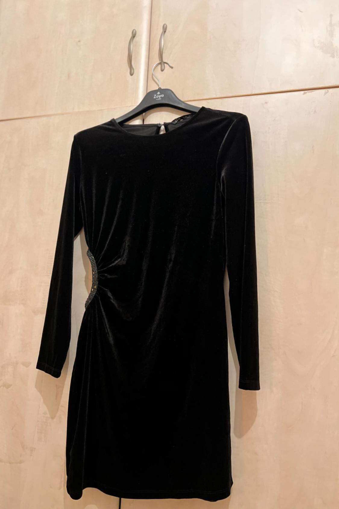 VELVET MINI DRESS WITH SIDE CUT-OUT DETAIL - Image 2