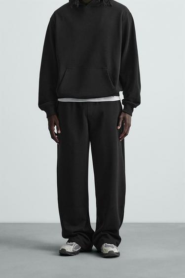 WIDE-LEG JOGGER TROUSERS - Black by Zara