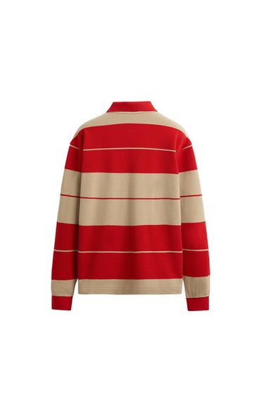 Zara STRIPED PIQUÉ POLO - Red Stripe
