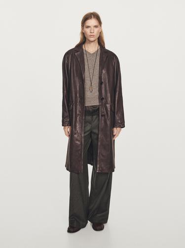 Zara Long nappa leather coat - Brown - Image 0