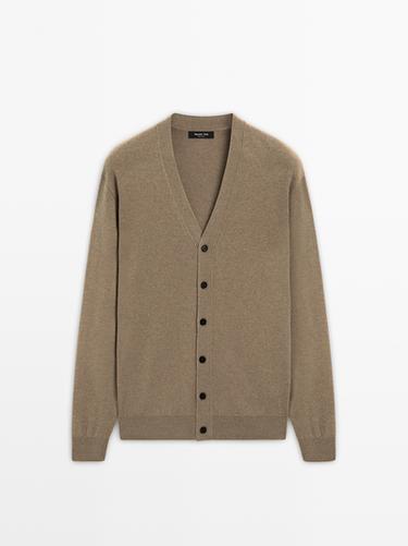 Zara Wool blend V-neck knit cardigan - Green - Image 0