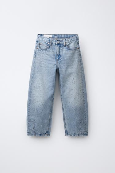 RHINESTONE BARREL JEANS - Light blue by Zara