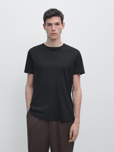 Zara 100% mercerised cotton T-shirt - Black