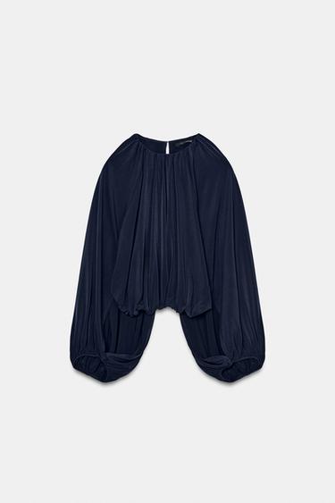 TOP BALLON À OUVERTURES - Bleu de Zara - Image 4