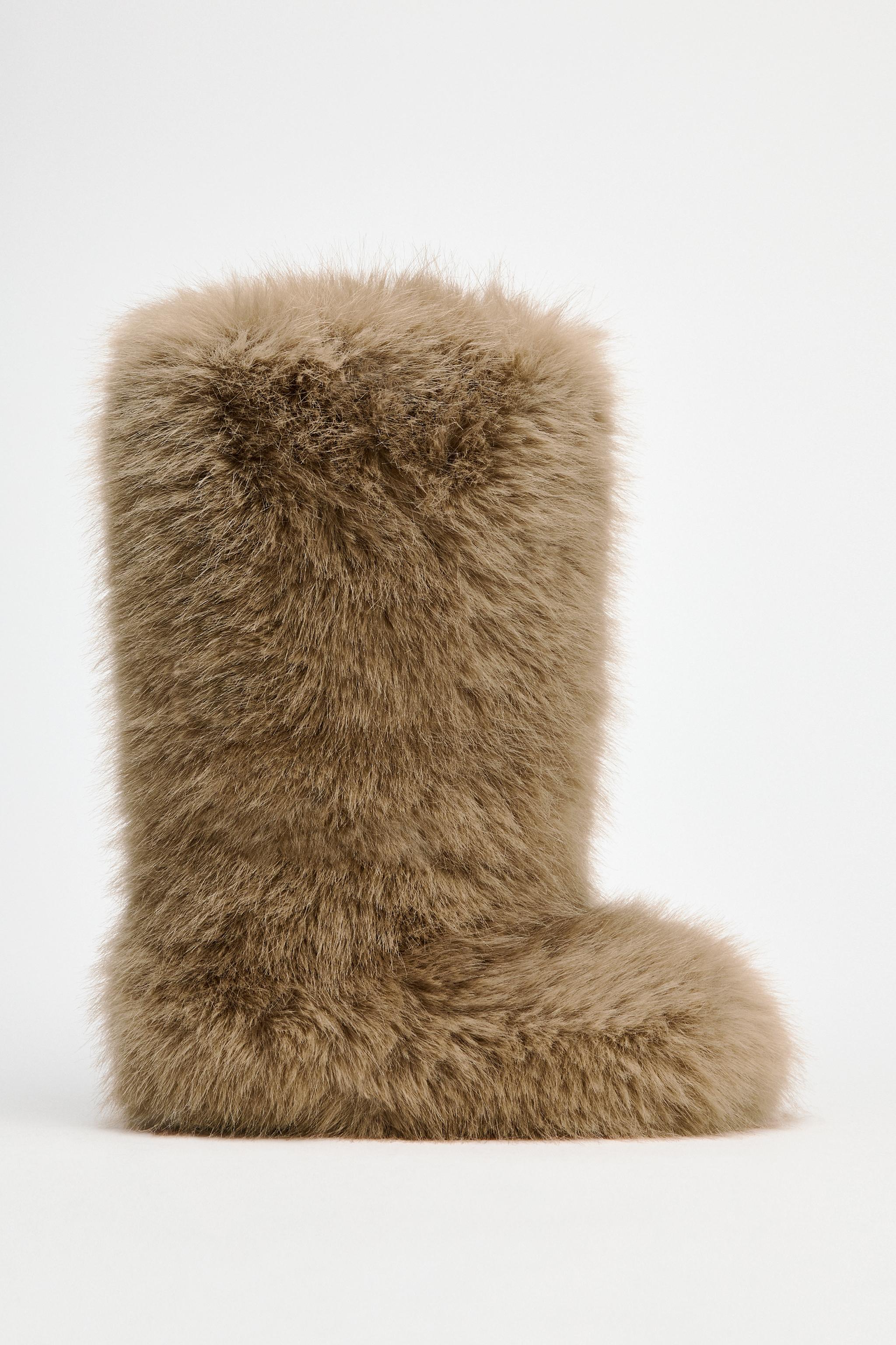 Zara Leather Hiking/ Winter Boots with Faux selling Fur