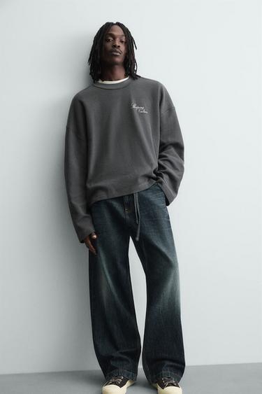 SWEAT STRUCTURÉ À INSCRIPTION IMPRIMÉE - Plomb de Zara - Image 4